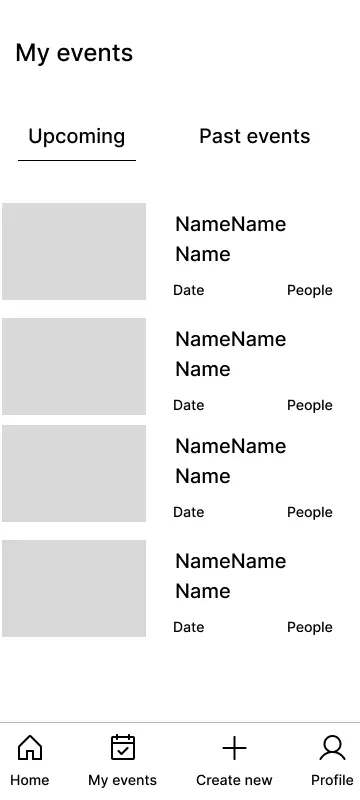 Low fidelity wireframe
