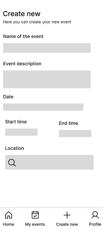 Low fidelity wireframe