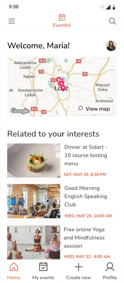 Image of the first version of UI design